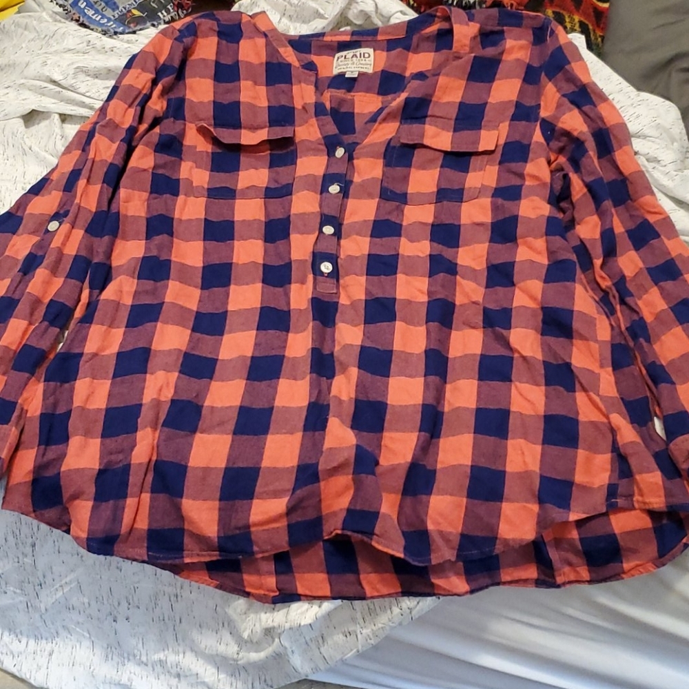 Womens Plaid Tunic Top